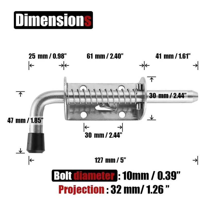 8Pcs 5 Inch Stainless Steel Spring Loaded Latch Pin Barrel Bolt 2Mm Thickened Door Lock Brushed