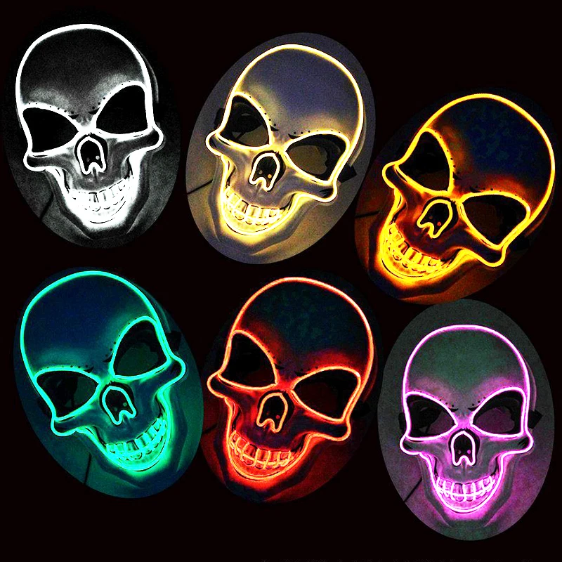 Luminous Scary Skeleton Cosplay Masks Horror Theme Event Fluorescent Mask Props Spooky Haunted House Glowing Decoration Supplies