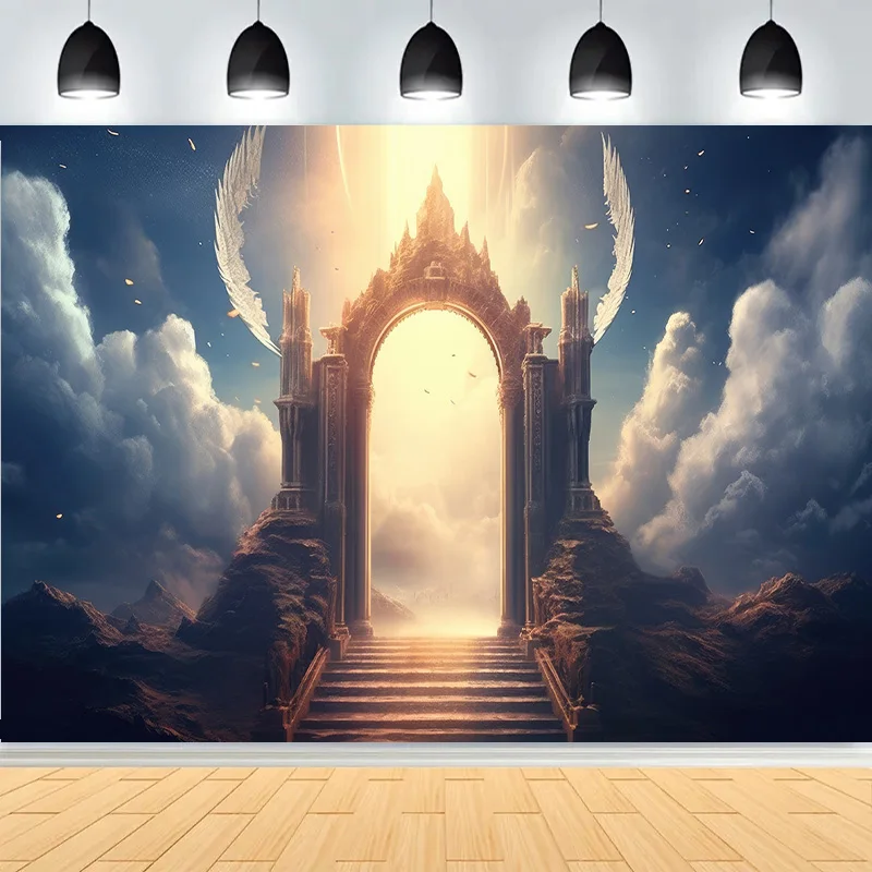 Stairway Heaven Glory Gates Photography Backdrops God Symbol Birth of Holy Baby Jesus Christianity Party Background GHD-04
