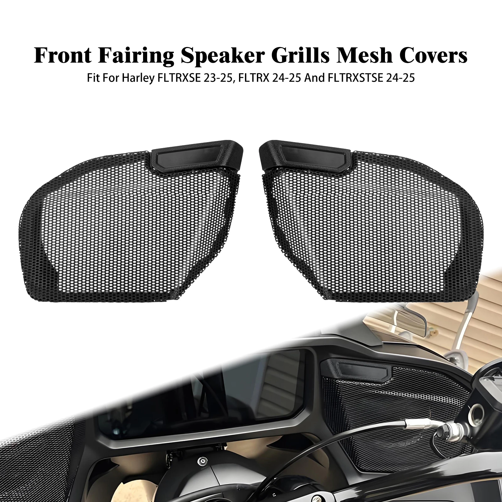 

Motorcycle Horn Grille Mesh Front Fairing Speaker Grille Cover Sound Protection For Harley FLTRXSE 2023-2025 Road Glide ST FLTRX