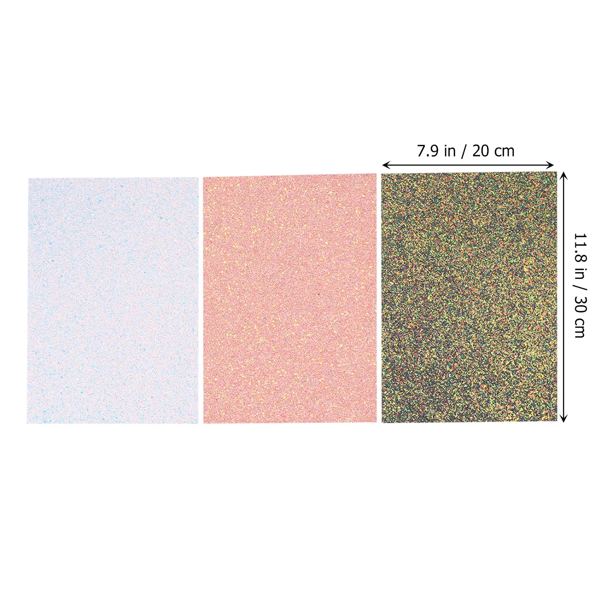 

3pcs Shiny Superfine Glitter Fabric PU Fabric Sheet for Craft DIY and Christmas Decoration(White Pink Green)