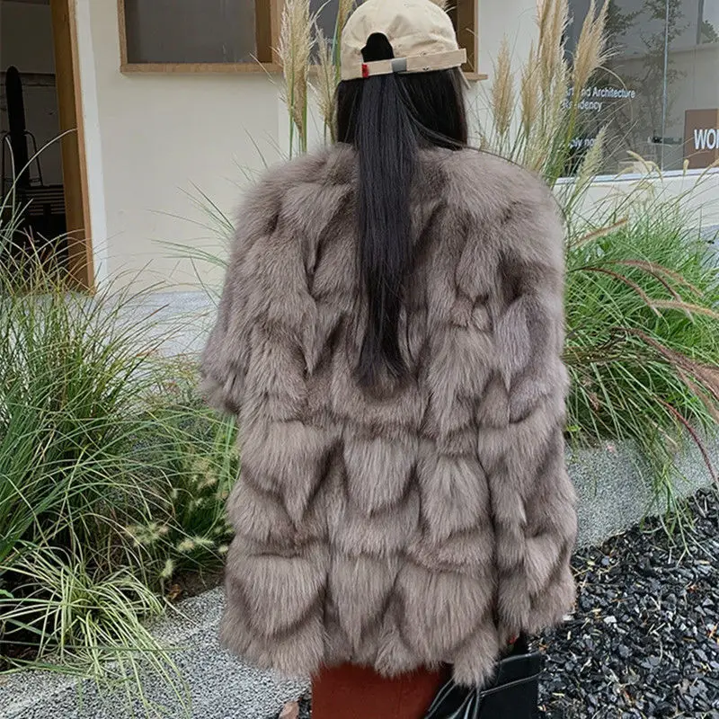 [High-end Fashion Does Not Lose Hair] New Thin Fox Fur Imitation Fur Coat Women's Medium and Long Young Coat Comfortable  Simple