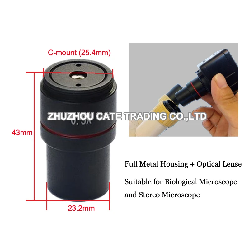 0.5X L43 Digital Microscope Camera Reduction Relay Lens C-mount Optical Microscope Eyepiece Adapter for Connecting Camera