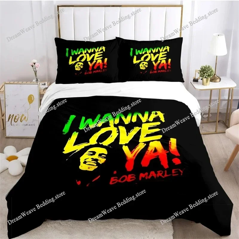 Bob Marley Music Duvet Cover Comforter Fear Bedding Sets Soft Quilt Cover and Pillowcases for Teens Boy SingleDoubleQueenKing