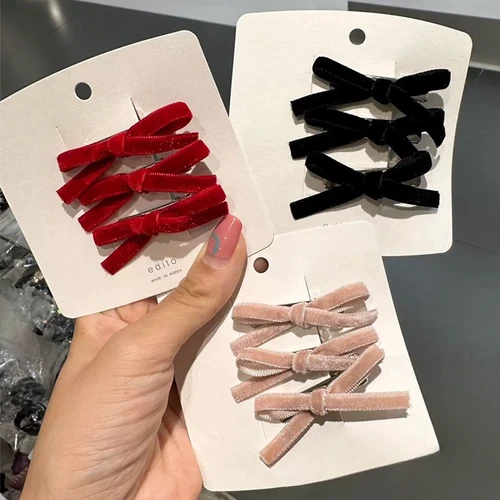 Horquilla con lazo de terciopelo colorido, pinzas para el pelo para niñas, mujeres, Kroean, niños, cangrejo Vintage para regalo, accesorios para el cabello, 2 uds.