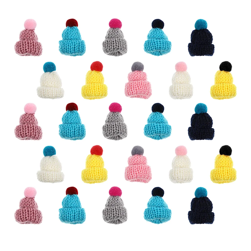 

100 Pcs Knitted Small Christmas Hat Mini Knitting Hats Tiny Party Xmas Yarn Woolen