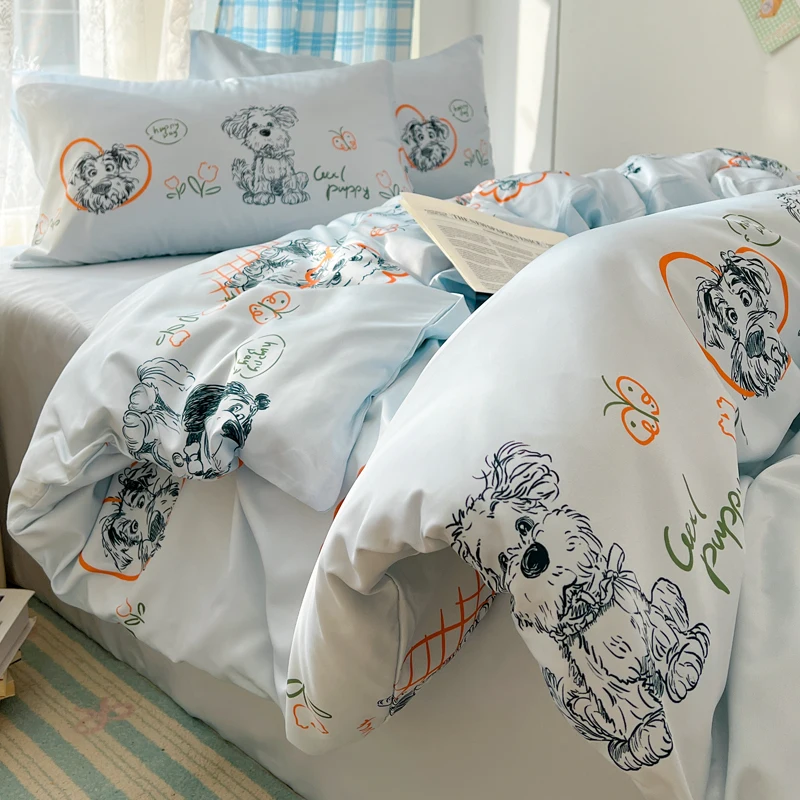 

2026 Spring and Summer New Summer Ice Silk Cool Quilt Cover Printed Cartoon Student 150x200 220x240 Single Duvet Cover