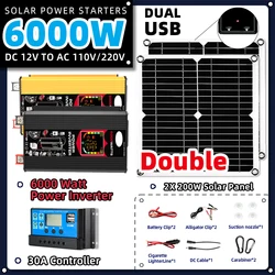 6000W Solar System Inverter 30A Controller 2*200W Solar Panel solar panel 220v full set for house Camping For Car RV