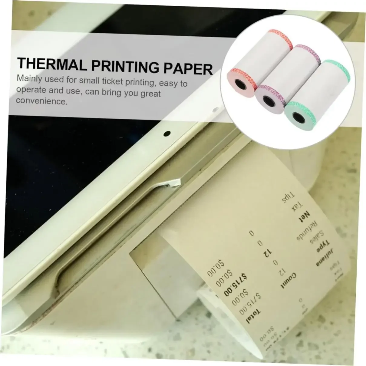 Cor Borda Papel Térmico para Mini Impressora, Impressora de Recibos, Papel Dinheiro, Seguro, Peripage BPA, 3 Rolos, 6 Rolos, 9 Rolos, 12 Rolos