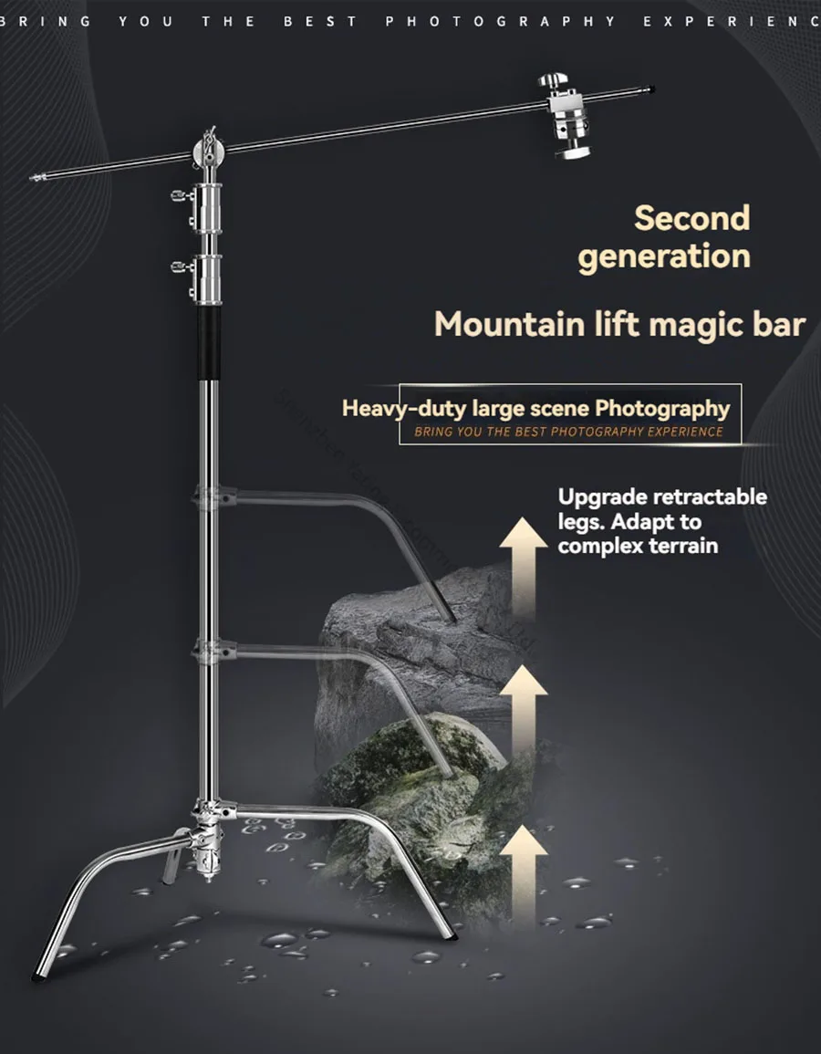 

New 3.2M Photography Magic Leg Light Stand C-shaped Bracket Stainless Steel Tripod Professional Studio Tripod,Flash,Crossbar