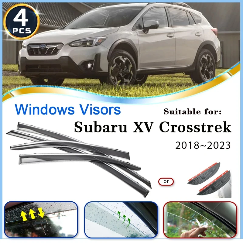 

Car Window Visor For Subaru XV Crosstrek 2018~2023 Rain Proof Guards Deflector Windshield Rain Eyebrow Trim Set Auto Accessories