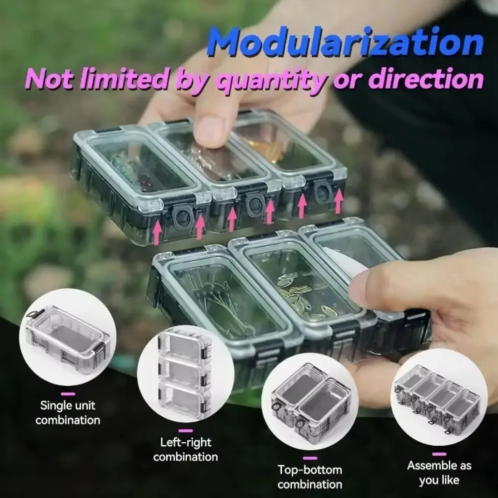 

Expandable DIY Fishing Box 3Pcs Set Waterproof Night Luminous Tackle Storage Small Magnetic Hook Lure Organizer Case Interlockin