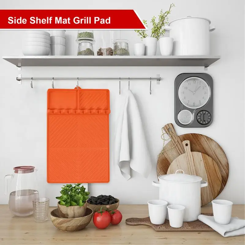Silicone Grill Mat Heat-Resistant Griddle Mat Silicone Pad Utensil Rest Dishwasher Safe Kitchen Gadget For Outdoor BBQ Counter