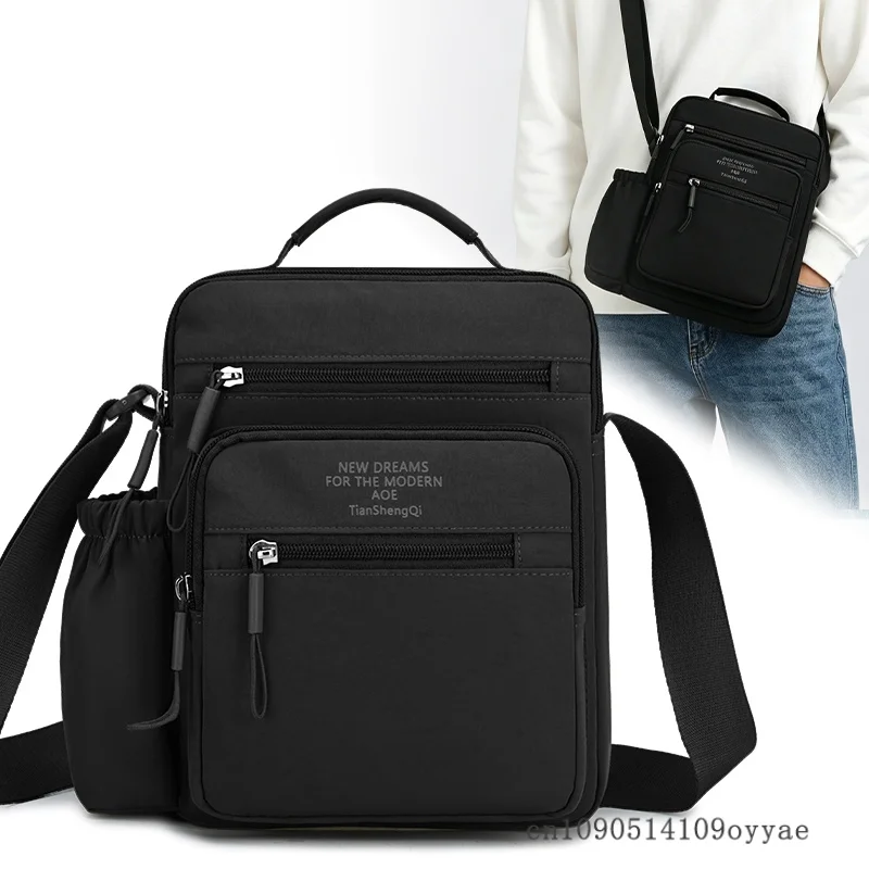 

High Quality Men's Shoulder Bag Boys Crossbody Bag Man Messenger Bag Oxford Waterproof Men's Handbag With Bottle Pocket