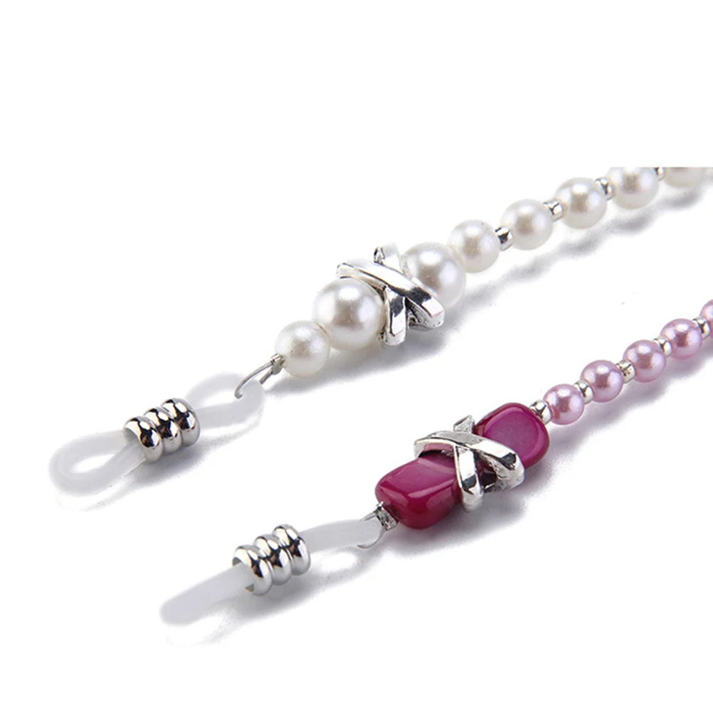 

2Pcs Pearl Chain Glasses Cord White Hanging Neck Spectacles Eyeglasses Strap Sunglasses Retainer Anti Slip Durable