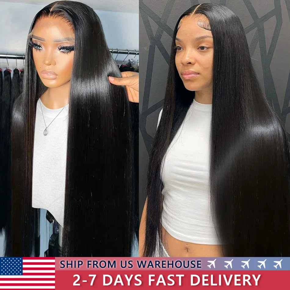 

30 32 Inch Smooth Straight Transparent 13x6 Lace Frontal Human Hair 180% 13x4 Front Wig 4x4 Lace Closure Wigs For Women Bling