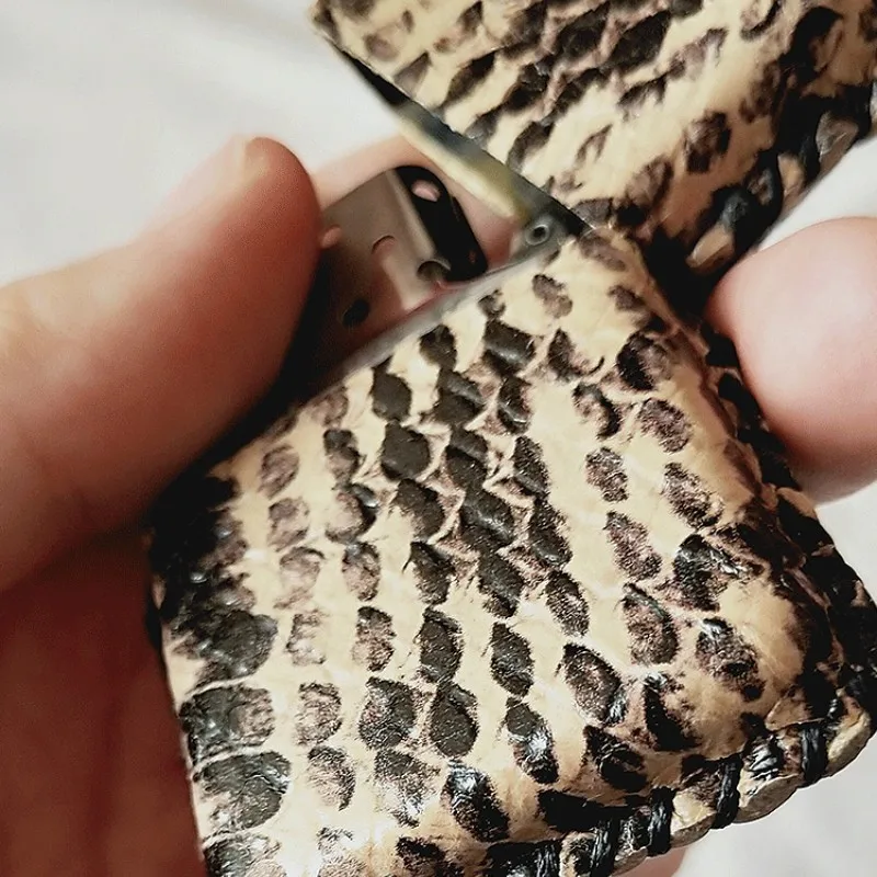 Genuine Leather Lighter Case Snake Crocodile Pattern Lighter Protective Sleevefor Zipp Lighter Shell Lighter Storage Belt Bag