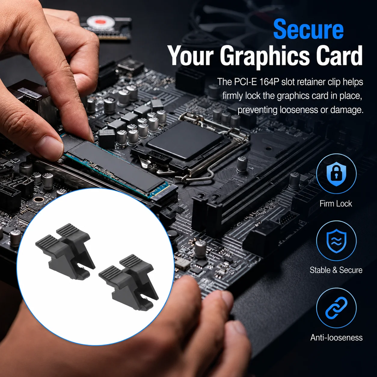 5Pcs Desktop Computer Mainboard PCIE 16X Graphics Card Slot Socket With Fishtail Fixing Clip PCIE X16 Socket Replacement Tools