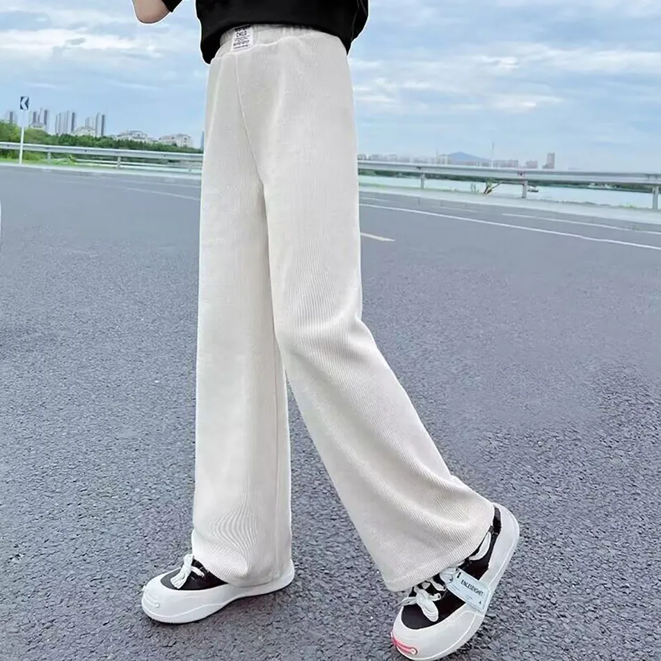 Girls Children Clothing Teenage Wide-Legged Straight Trousers Fabric Soft for 4-14 Years old Korean Version of the Trend