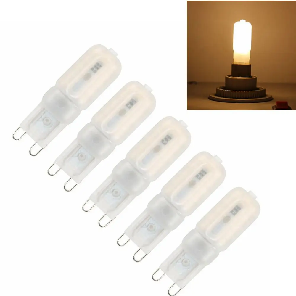5 Pack Long Lifespan T4 LED Light Bulb G9 Dimmable Bulb 5W Frosted Shell LED Bulb Ceiling Fan