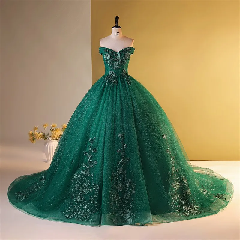 2024 Vestidos Sweet Flower 15 Quinceanera Dresses Party Dress With Train Real Photo Ball Gown Dresses For Quinceanera Cusotmized