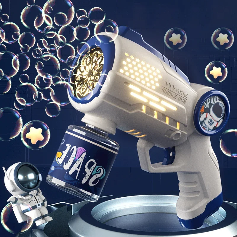 Bazuca elétrica Bubble Gun Toy para crianças, máquina totalmente automática, portátil, sopro poroso, brinquedos Stick, presente para crianças, espaço de verão