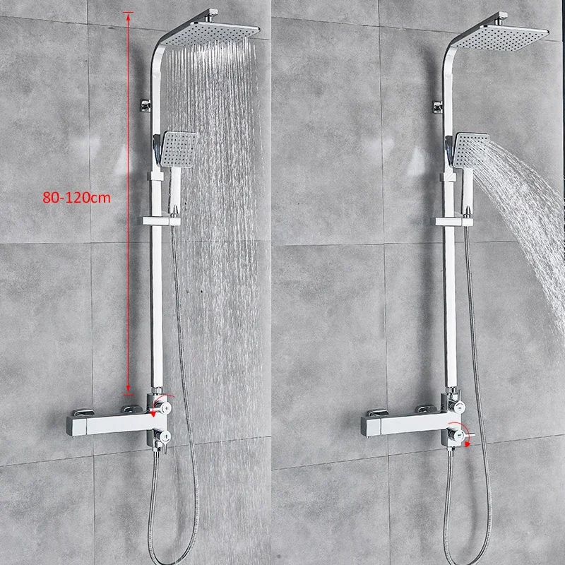 

Vidric Vidric Bath Thermostatic Shower Faucet Set Bathtub Rainfall Mixer Thermostatic Shower Wall Mount Bathroom Shower S