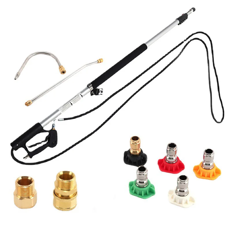 Up To 18FT Telescopic Cleaning Gun High Pressure Washer Telescoping Spray Wand Car Washing For Sale