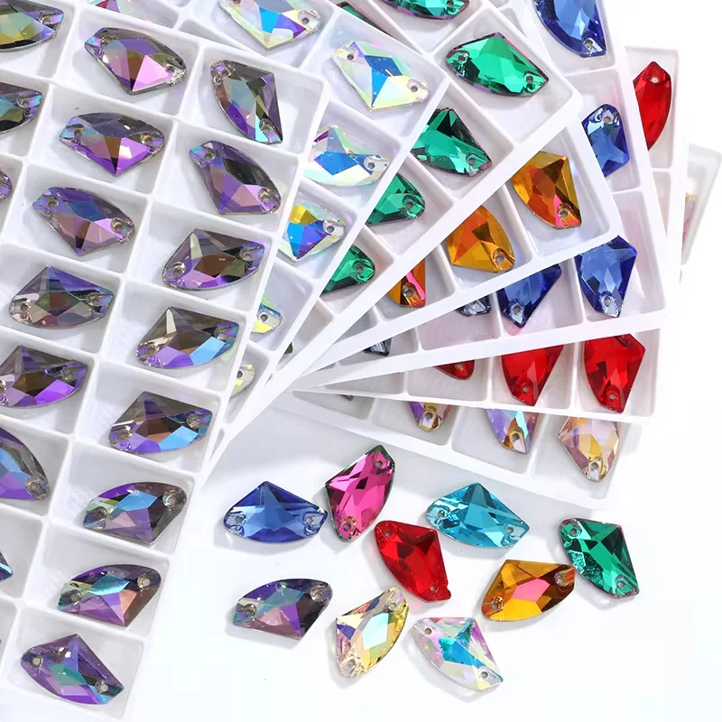 10Pcs12x19mm Galactic Glass Strass Colors Rhinestones Sew On Rhinestone Flatback Glass Stones Sewing Crystals for Garment Dress