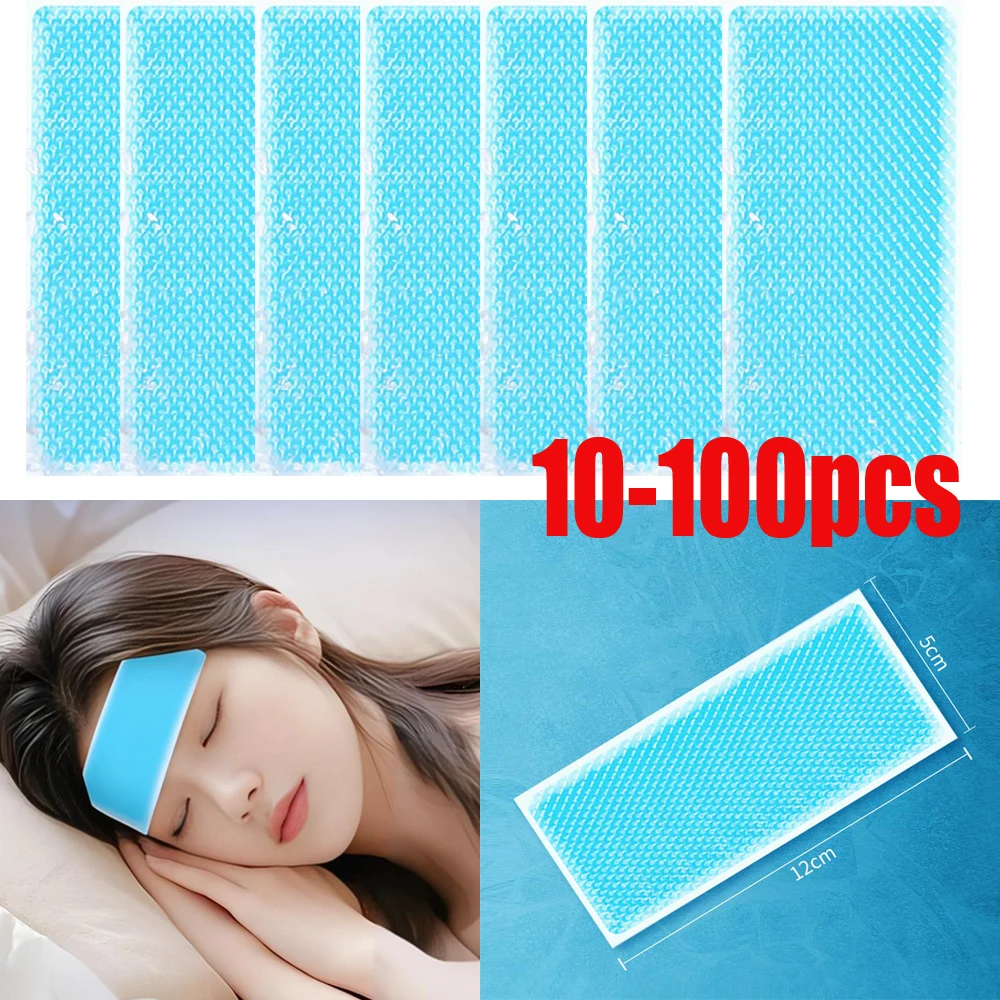 

10/50/100PCS Fever Down Cooling Patch Ice Gel Relieve Headache Dizziness Heat Lower Temperature Hydrogel
