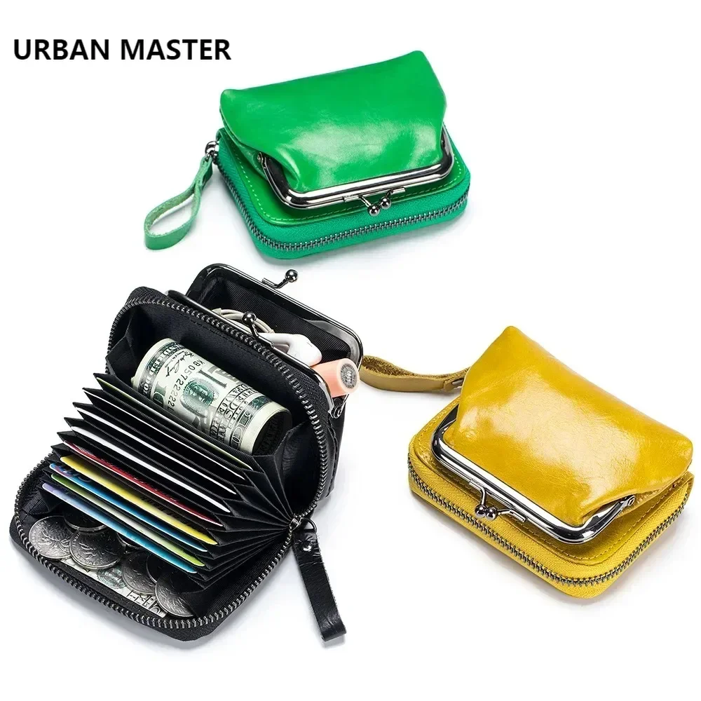 URBAN MASTER  Large Capacity Style Coin Purse for Women Genuine Cow Leather Card Holder Fashion Money Clip Clutch Wallet 2060