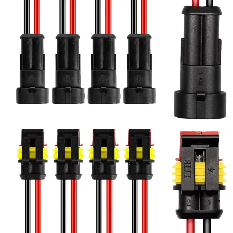 10pcs 2 Pin Way Connector Waterproof Connectors Male & Female Way 16 AWG Wire for Car Truck Boat Electrical Connector