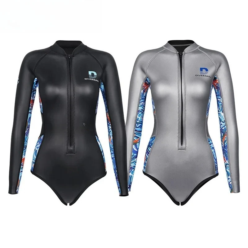 DIVE&SAIL 2mm Yamamoto Neoprene Super Stretchy Long Sleeves Front Zipper Glide     Women Freediving Wetsuit