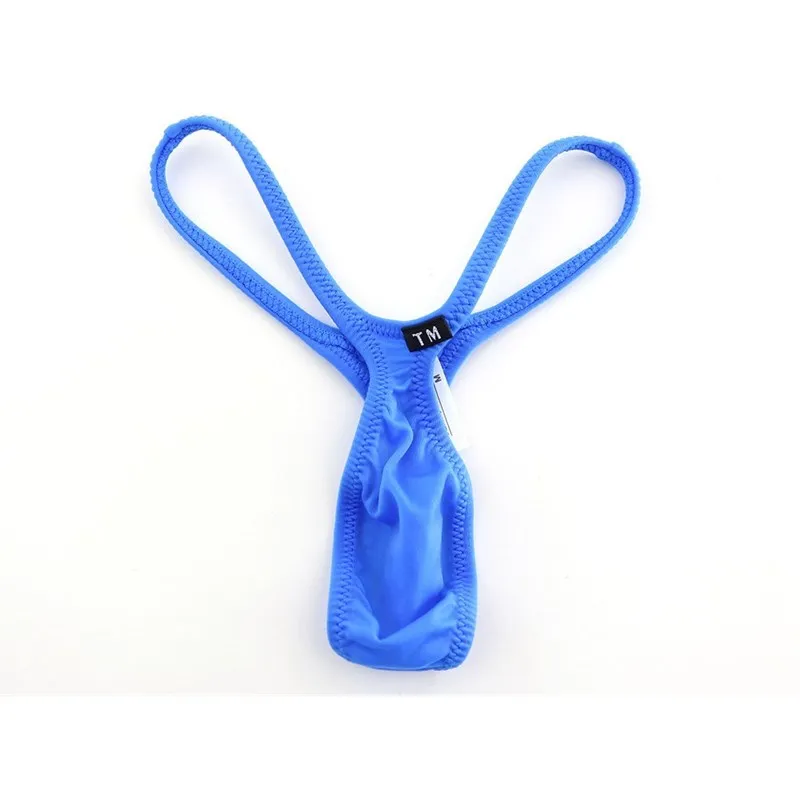 Men's Ice Silk Thong Semi-transparent Low-rise Sexy Gourd Shape High Elastic T-back Underwear