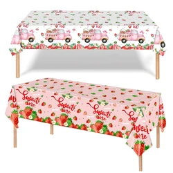 Strawberry Tablecloth Tablecover Sweet one Strawberry Party Tablecloth Baby Shower Strawberry themed Party Birthday Decoration