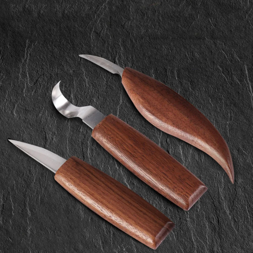 3 قطعة مجموعة سكاكين نحت الخشب قبضة مريحة قسط شفرات من الفولاذ المقاوم للصدأ أدوات نحت اليد القواطع النجارة