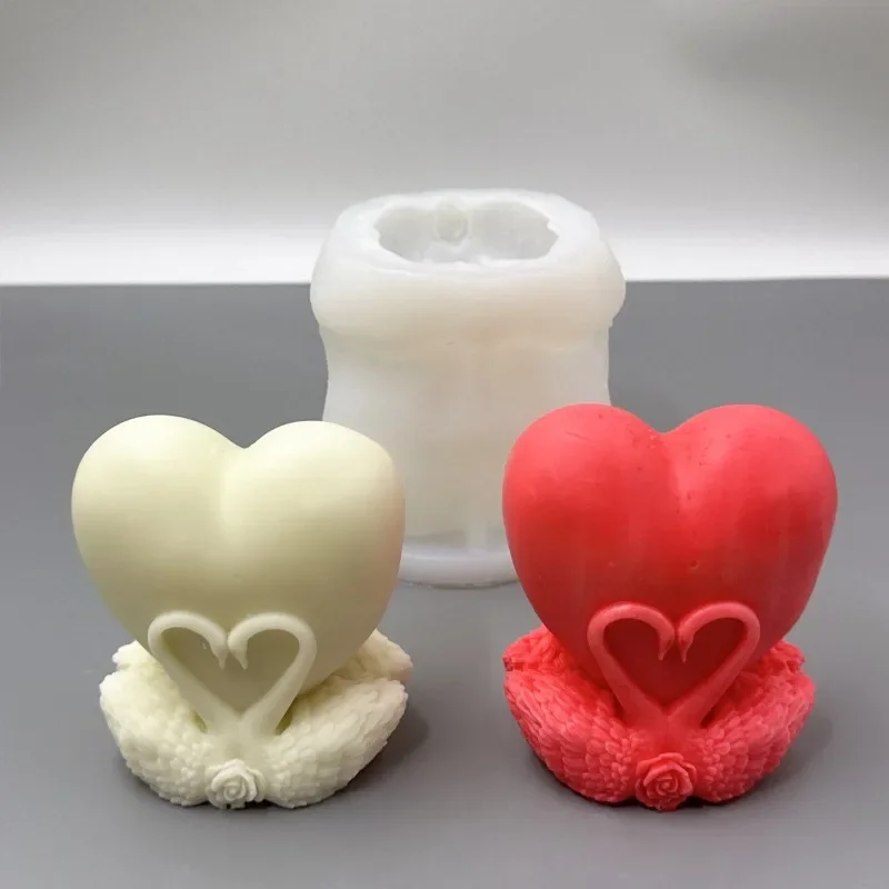 

Силиконовая форма для свечей «Лебедь любви» 3D, для изготовления подарков ко Дню святого Валентина, для рукоделия, для работы с смолой, гипсом, мылом