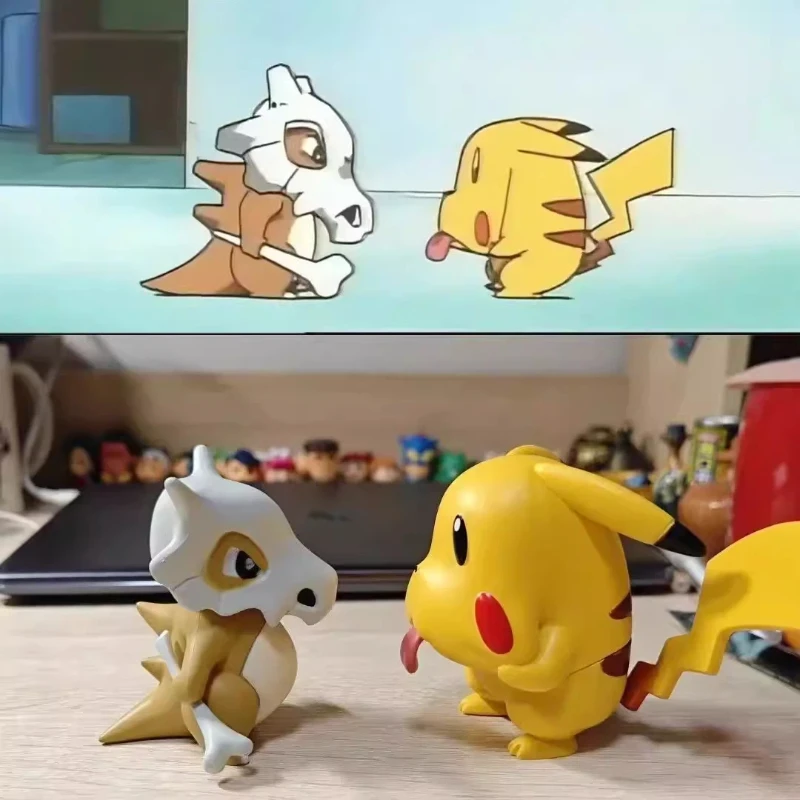 Kawaii Pokemon Anime-Figuren Lustiges Gesicht Pikachu Karrablast Mini-Figuren Niedliche Puppe Spielzeug Desktop-Ornament Auto-Dekoration Überraschungsgeschenke