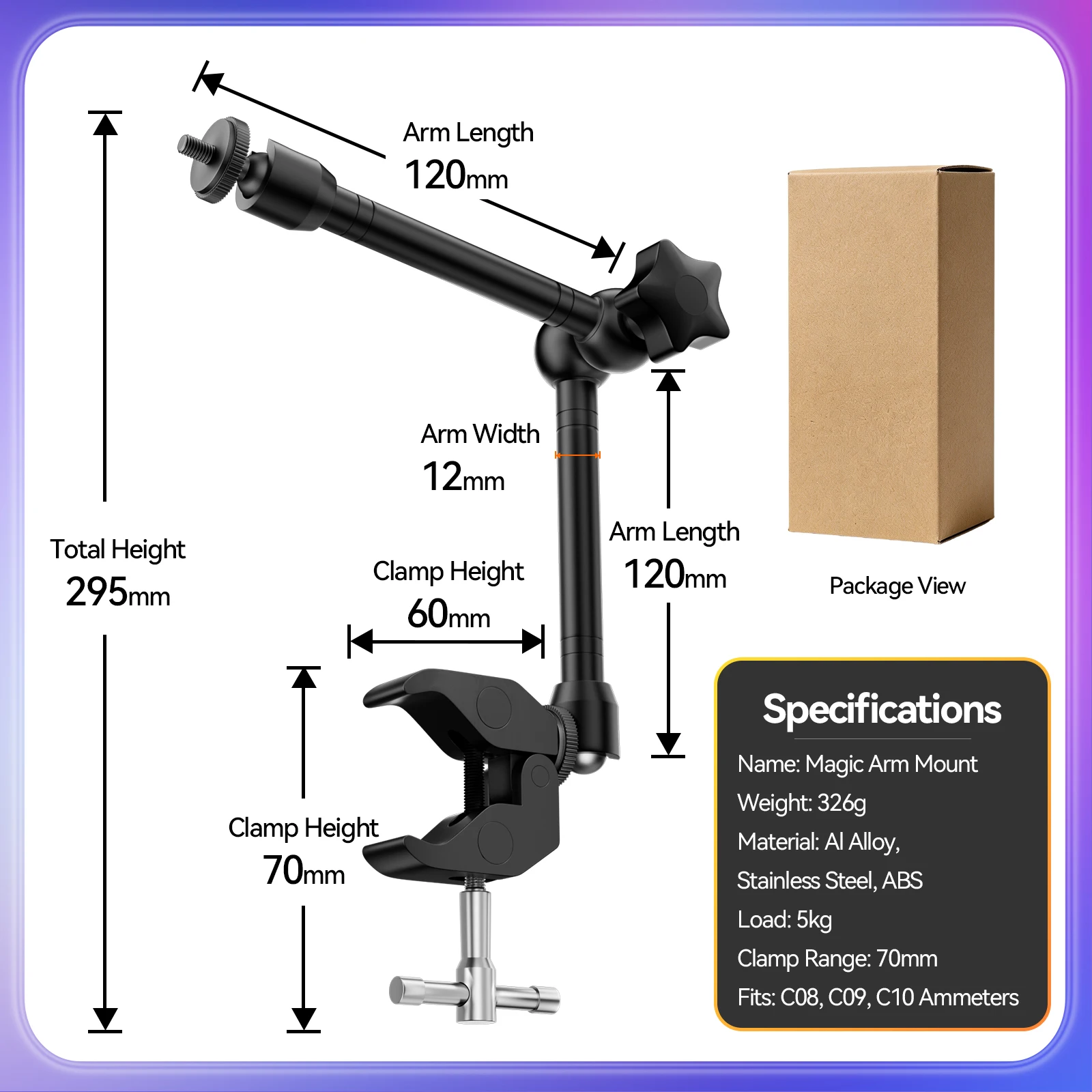 I2C 360 Rotatable Magic Arm Mount Holder with Strong Crab Clamp for I2C C08 C09 C10 Ammeter Mobile Repair Work Station