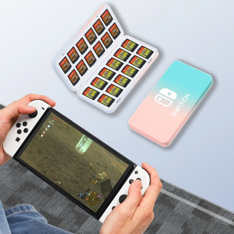 Beautiful NS Switch Game Card Case Gradient Color Storage Box For Nintend Switch OLED Lite Game Cartridge Case 24 Card Slots