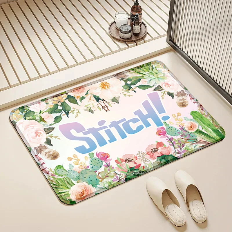

Disney Stitch Letter Door Mat Non-Slip Absorbent Floor Rug for Home Kids Room Bathroom Kitchen Decor