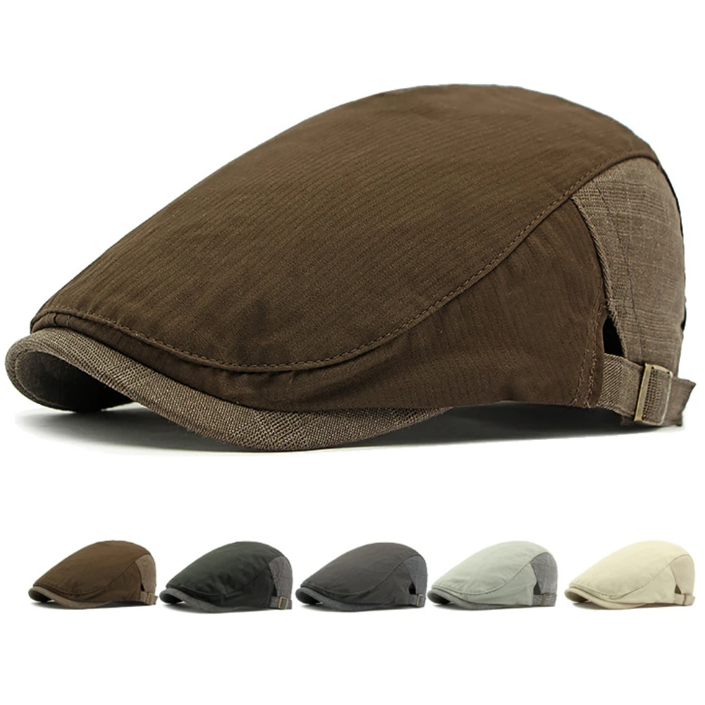 HT4723 Men Berets New Spring Summer Sun Hat Women Breathable Ivy Flat Cap Vintage Artist Painter Beret Hat Male Female Beret Cap - Image 2