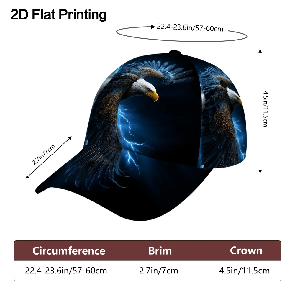 Customization 1pc, Two-Dimensional Flat Soaring Large Bird Cap Featuring A Lightning Design – A Lightweight Polyester Duckbill H