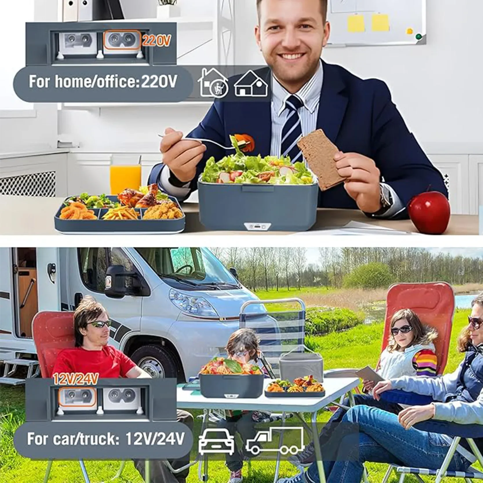 New 3.5L Electric Heated Lunch Box No Water Refillable Food Heated Lunch Box Car Work Lunch Heater 90W Fast Heating