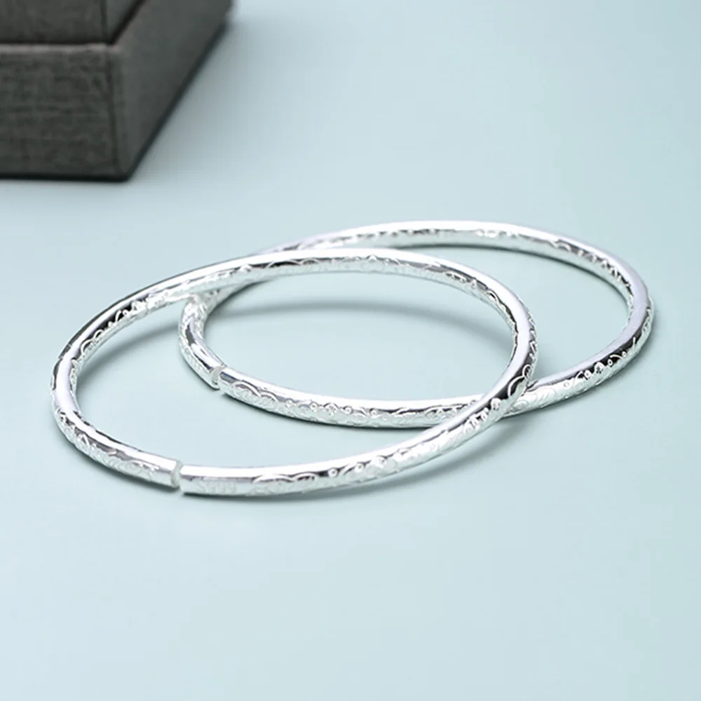 1pc 925 Sterling Silver Boho Bangles For Women Couple Korean Luxury Designer Jewelry Accessories Wholesale Jewellery - view 2