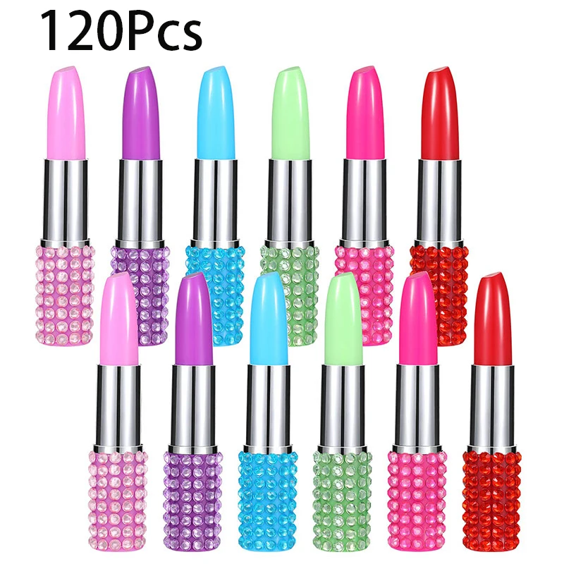 

120Pcs Lipstick Ballpoint Pen Rhinestone Pen Plastic Beautiful Ball-Point Pen Cute Signing Pen