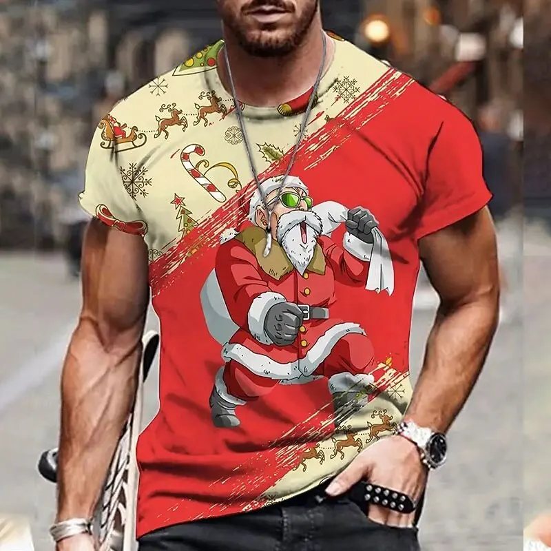 

Men's Funny Christmas Theme T-Shirts Creative Personality Short Sleeve Pullover Oversize Comfortable Quick Drying O-Neck Clothes