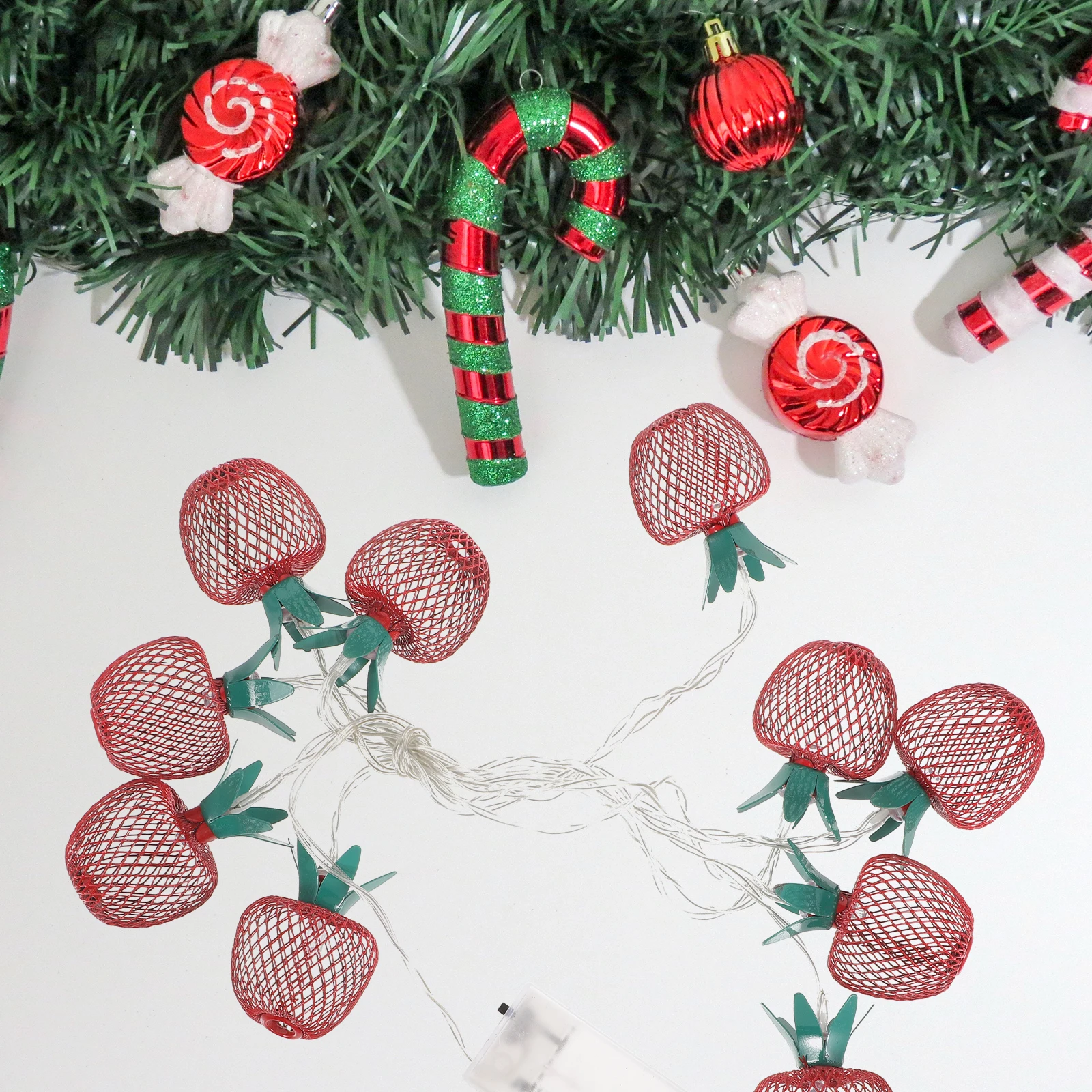 

1Set Red Apple Fruit Shape LED String Lights Hanging Iron Party Lights Garden Wedding Store Decoration Warm White Light