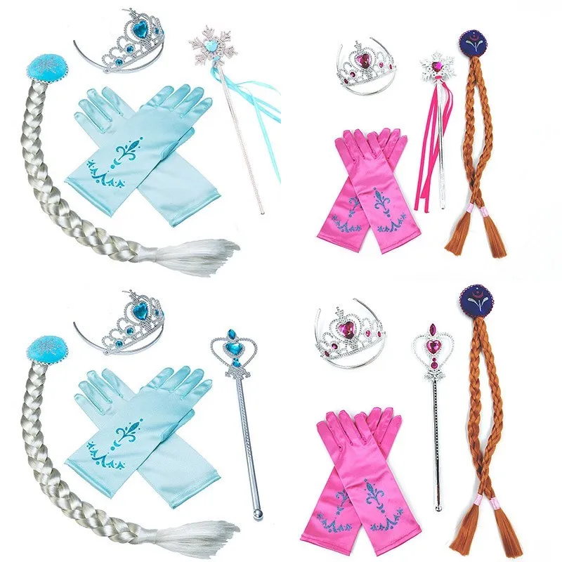 Children Princess Party Accessories Girl Cosplay Costume Kit Kids Crown Wand Gloves Earrings Ring Necklace Multi Color Supply