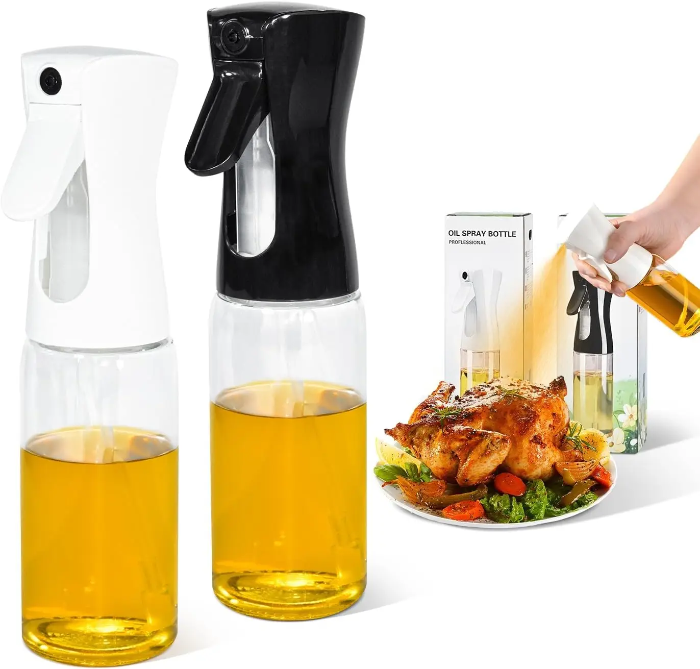 

200/300/500ml Oil Spray Bottle Kitchen BBQ Cooking Dispenser Camping Baking Empty Vinegar Soy Sauce Sprayer Seasoning Containers
